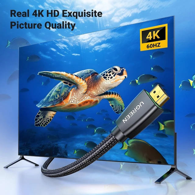 Alt view image 2 of 7 - UGREEN 4K@60Hz HDMI Cable Braided High Speed Monitor Cable 10FT | 18Gbps, Ethernet Support, Compatible with UHD TV Computer Switch Xbox 360 PS5 PS4 Blu-ray