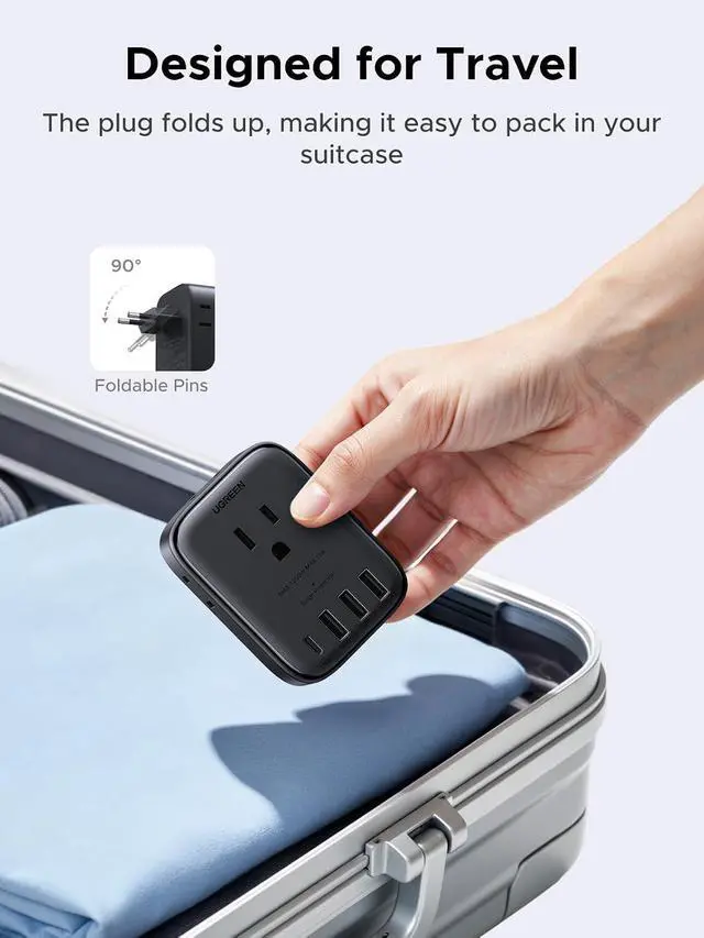 Alt view image 5 of 7 - UGREEN 20W 8-Port European Travel Plug Adapter GaN | 1 USB-C, 3 USB-A, 4 AC, Type C Power Converter, for US to Italy Spain France Iceland Germany Portugal, EU Travel Essentials