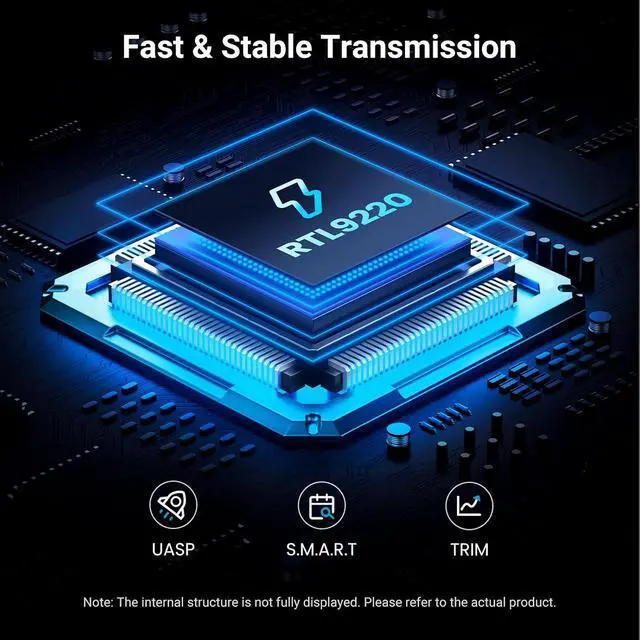 Alt view image 4 of 7 - UGREEN 20Gbps M.2 NVMe and SATA SSD Enclosure for M/B+M Key SSDs | External M.2 Enclosure, Compatible with 10Gbps USB 3.2 Gen 2, Supports UASP/TRIM and SSD Sizes 2230/2242/2260/2280