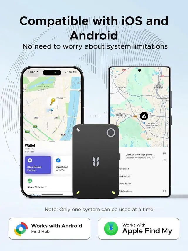 Alt view image 2 of 7 - UGREEN FineTrack Slim Duo2 Wallet Tracker Card (iOS and Android)