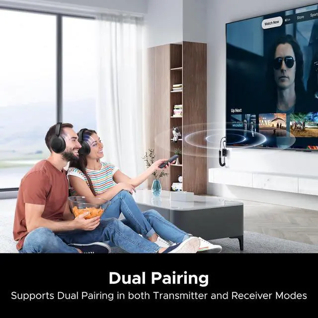 Alt view image 6 of 7 - UGREEN Bluetooth 5.4 Transmitter Receiver, Dual Pairs 3.5mm Audio Aux Adapter with Built-in Microphone for Hands-Free Calls, 2-in-1 Wireless Bluetooth Adapter Compatible with Car Speakers Home Stereo