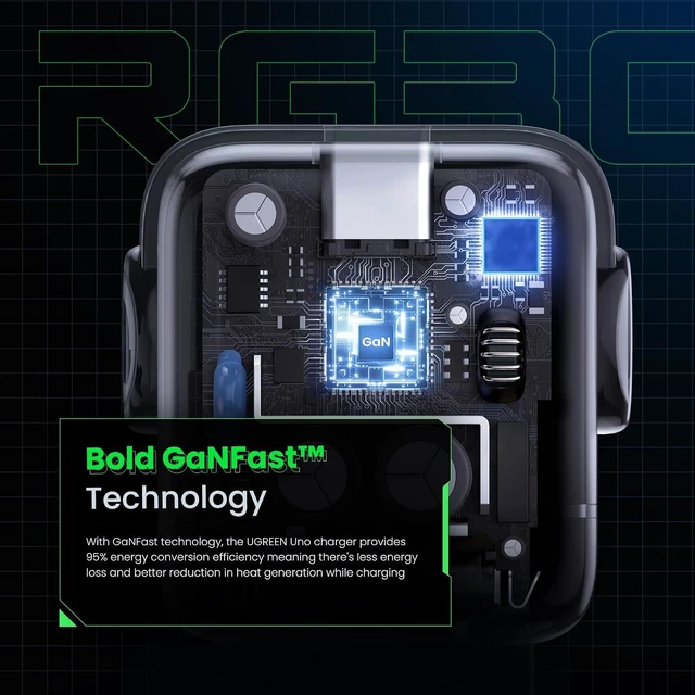 Alt view image 7 of 7 - UGREEN Uno 30W USB C Charger, Compact Robot GaN Fast Charging Block, Black | Playful Robot Design, LED Display, Unique Gift, Fast Charging for iPhone 17, Galaxy S26, Pixel, iPad, MacBook, Steam Deck