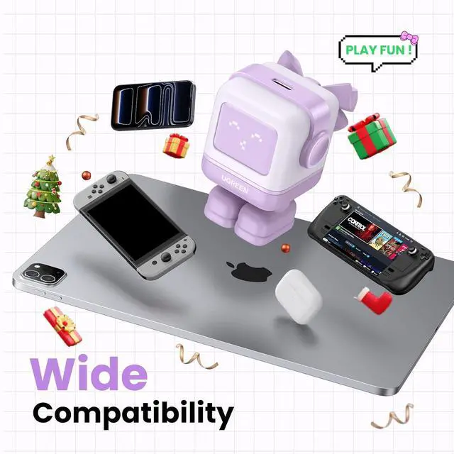 Alt view image 6 of 7 - UGREEN Uno 30W USB C Charger, Compact Robot GaN Fast Charging Block, Purple