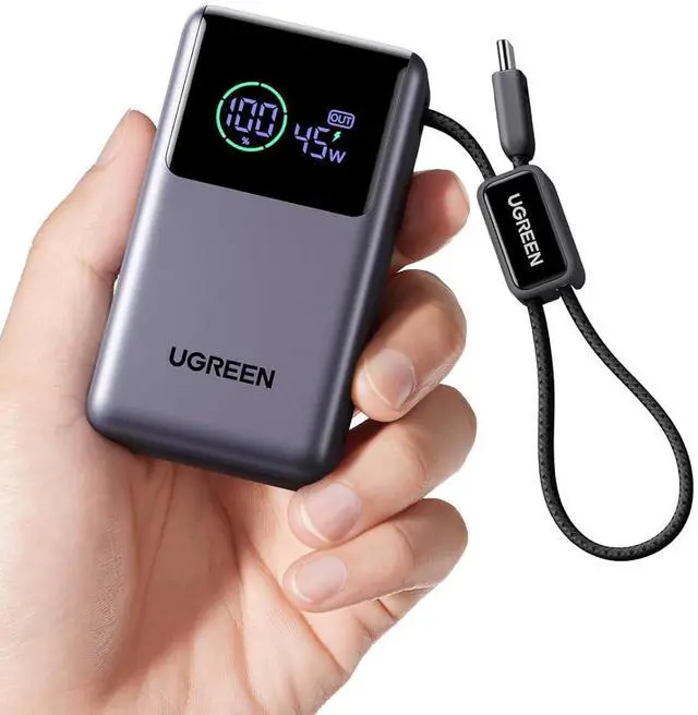 Main image of UGREEN Nexode Pro 10000mAh 45W Power Bank for iPhone 17 & Galaxy S26 | Built-in cable, digital display, PD fast. Compact for iPhone 17/16 Pro & Galaxy S26 Ultra