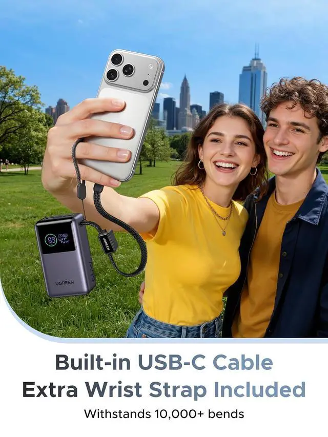Alt view image 4 of 7 - UGREEN Nexode Pro 10000mAh 45W Power Bank for iPhone 17 & Galaxy S26 | Built-in cable, digital display, PD fast. Compact for iPhone 17/16 Pro & Galaxy S26 Ultra