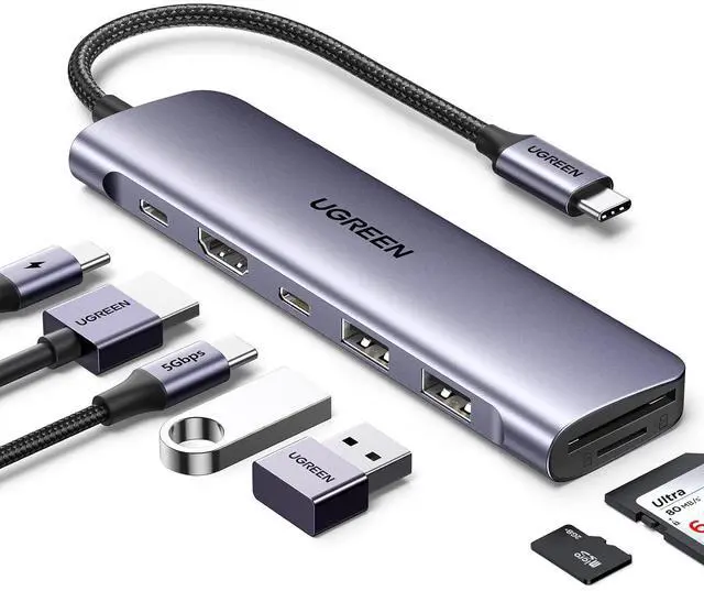 Main image of UGREEN USB C Hub for Laptop Revodok 7 in 1 Dock 4K HDMI to USB C Adapter | 100W PD Charging, USB-C & 2 USB-A 5Gbps Data Ports, SD/TF Card Reader for MacBook Neo/Pro/Air, iPad Pro, XPS, Thinkpad