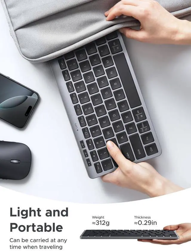 Alt view image 3 of 7 - UGREEN K551 Slim Quiet Wireless Bluetooth 78Keys Keyboard, 3-Device Free Switching with Bluetooth & 2.4G, Compatible with Windows/macOS/iOS/Android, Works with MacBook, Lenovo, HP