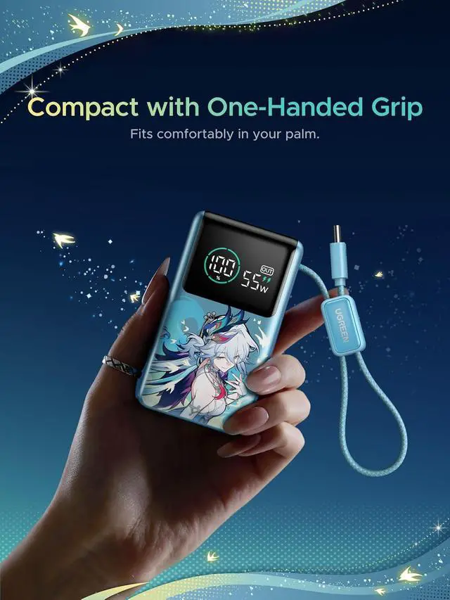 Alt view image 4 of 7 - UGREEN x Honkai Star Rail 10000mAh 55W Built-in Cable Power Bank | Honkai: Star Rail limited. Built-in cable, 45W 3 ports. for MacBook Air, iPhone 17, Steam Deck