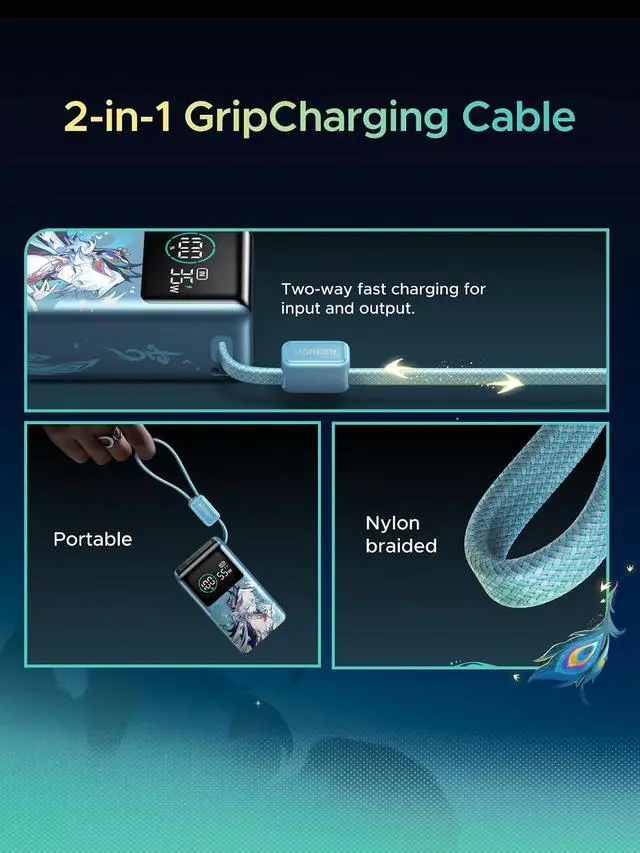 Alt view image 5 of 7 - UGREEN x Honkai Star Rail 10000mAh 55W Built-in Cable Power Bank | Honkai: Star Rail limited. Built-in cable, 45W 3 ports. for MacBook Air, iPhone 17, Steam Deck