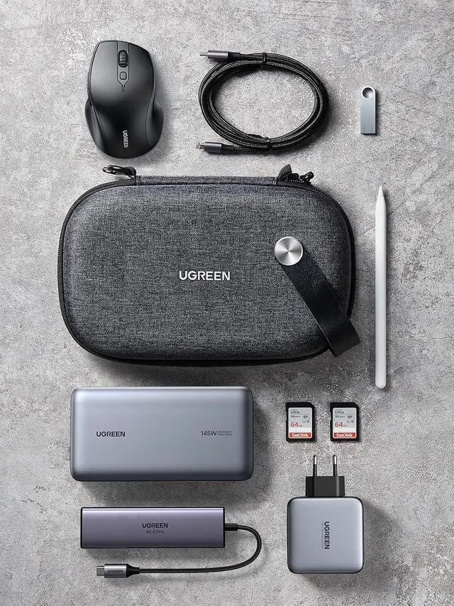 Alt view image 3 of 6 - UGREEN Electronics Organizer Travel Case Cable Organizer Bag Waterproof Portable Storage Pouch for Charger, Cables, USB Flash Drive, Power Bank, Memory Card, Travel Accessories Black