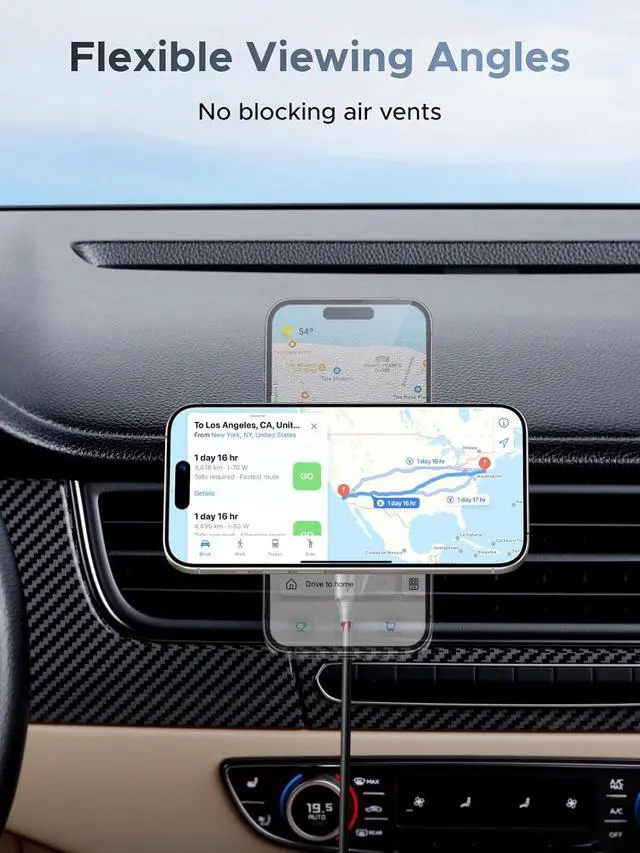 Alt view image 7 of 7 - UGREEN MagFlow 25W Qi2.2 MagSafe Compatible Wireless Car Charger Mount | Air Vent Clip and Fast Power, 360°Adjustable Car Phone Holder for iPhone 17-12 Series and More, Includes USB-C Cable