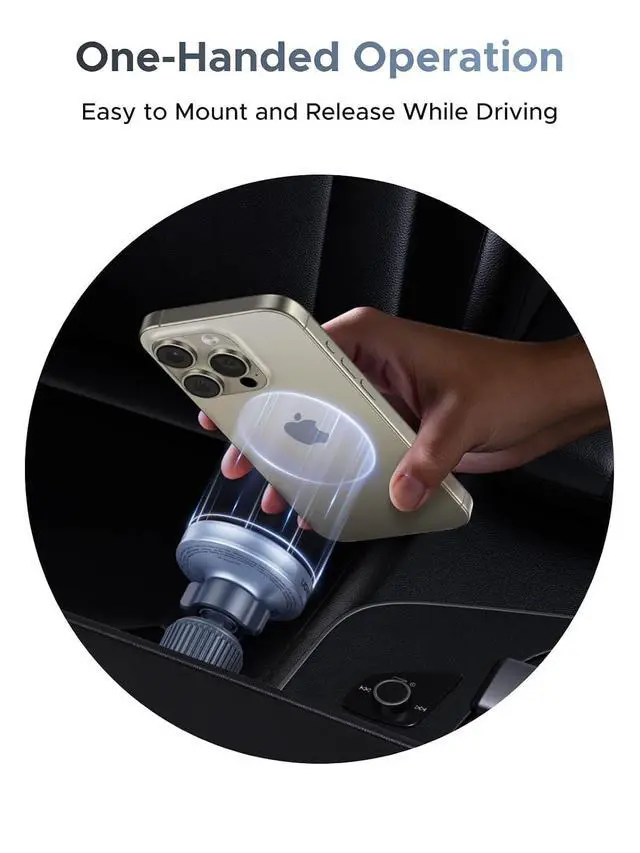 Alt view image 6 of 7 - UGREEN MagFlow 25W Qi2.2 MagSafe Compatible Wireless Car Charger Mount | Air Vent Clip and Fast Power, 360°Adjustable Car Phone Holder for iPhone 17-12 Series and More, Includes USB-C Cable