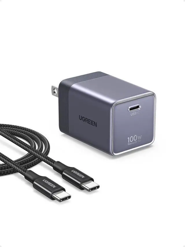 Main image of UGREEN Nexode Air 100W Wall Charger Block with USB C Cable, Compact Foldable GaN Fast Charging, PD Type-C Charger Compatible with MacBook, iPhone 17 Pro Max, Galaxy, Grey