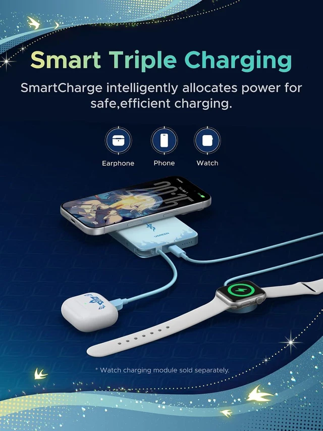 Alt view image 6 of 7 - UGREEN x Honkai Star Rail MagFlow 10000mAh Qi2 15W Power Bank | Honkai edition, Qi2 15W wireless, 30W USB-C wired. Built-in cable, slim MagSafe compatible for iPhone 17/16/15.