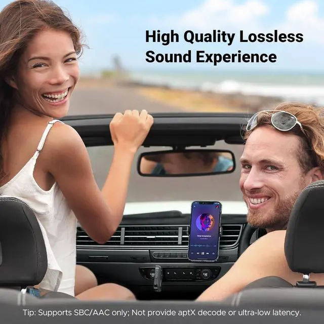 Alt view image 7 of 7 - UGREEN Bluetooth 5.4 Car Adapter, Hands-Free Call & Noise Cancelling AUX to Bluetooth Adapter for Car, 3.5mm Audio Blue-Tooth Receiver for Cars Stereo Home Speaker - 15H Battery Life