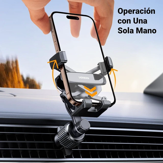 Alt view image 3 of 7 - UGREEN Car Phone Holder Vent Phone Mount, Never Blocking Air Vent Clip Cellphone Holder Compatible with iPhone 17 16 15 14 13 12 Pro Max Mini Plus, iPhone 11 SE XS XR 8 7 6 6S Smartphone, Black