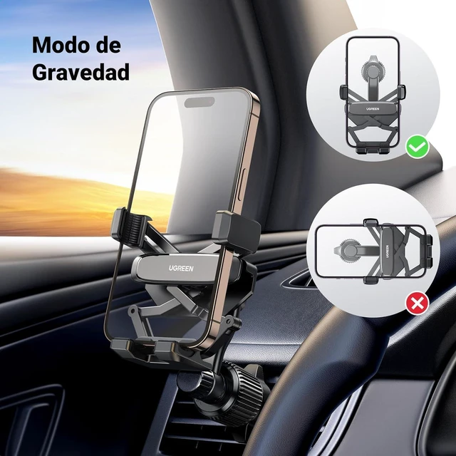 Alt view image 7 of 7 - UGREEN Car Phone Holder Vent Phone Mount, Never Blocking Air Vent Clip Cellphone Holder Compatible with iPhone 17 16 15 14 13 12 Pro Max Mini Plus, iPhone 11 SE XS XR 8 7 6 6S Smartphone, Black