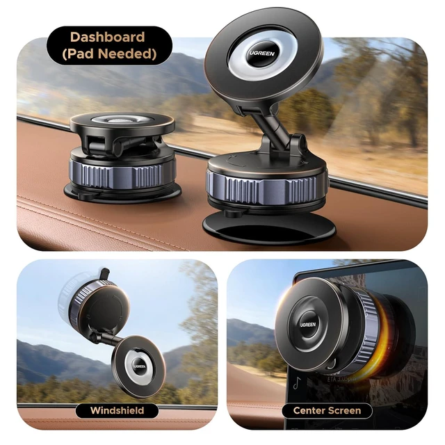 Alt view image 3 of 7 - UGREEN Magsafe Car Phone Mount, 80LB Vacuum Suction Phone Holder | 3600gf Magnetic Hold with N52 Magnets360° RotationDashboard & Windshield Compatible with iPhone 17-12 Plus Pro Max Series