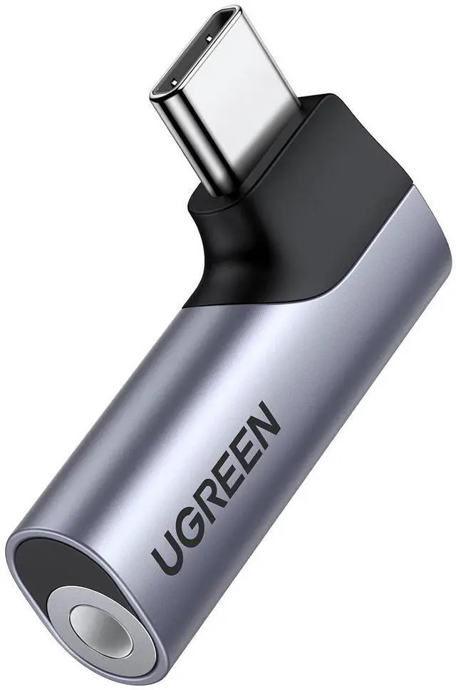 Main image of UGREEN 90 Degree USB C to 3.5mm Audio Adapter Headphone Dongle Gray | Right Angle, HiFi Stereo DAC 96KHz/24bit, Compatible with iPhone 17 16 Pro Max Galaxy S26, Aluminum Shell, Type C to Aux Jack