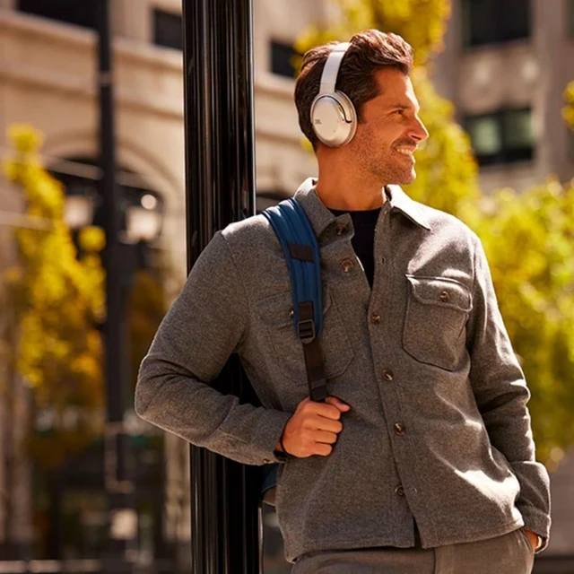 Alt view image 4 of 7 - JBL Tour One M2 - Wireless Over-Ear True Adaptive Noise Cancelling Headphones, 4-mic Superior Calls with Voice Control, JBL's Legendary Pro Sound & Spatial Sound, Fast Pair Enabled (Champagne)