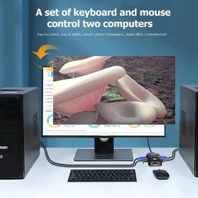 Alt view image 5 of 5 - 2 Port USB Manual KVM Switch Box 2 in 1 Out 1080P VGA Splitter Computer and office accessories