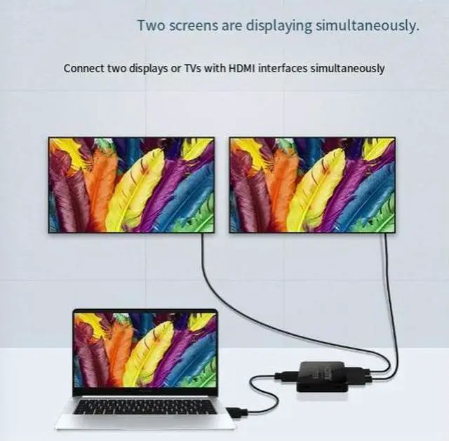 Alt view image 3 of 4 - HDMI Splitter 1 in 2 Out 4K@60Hz 1x2 HDMI 2.0 Duplicator/Mirror for Dual Monitors, UHD Video Distributor for PC/Laptop/PS4/Xbox/TV, Plug & Play