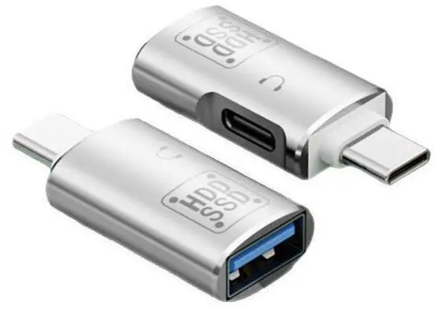 Main image of USB-C to USB 3.0 OTG Splitter 2-in-1 Type-C Female to USB-A Dual Port Adapter for Phone/Tablet/Laptop, Connect U-Disk & Digital Headphone/Charger Simultaneously, Aluminum Alloy Silver