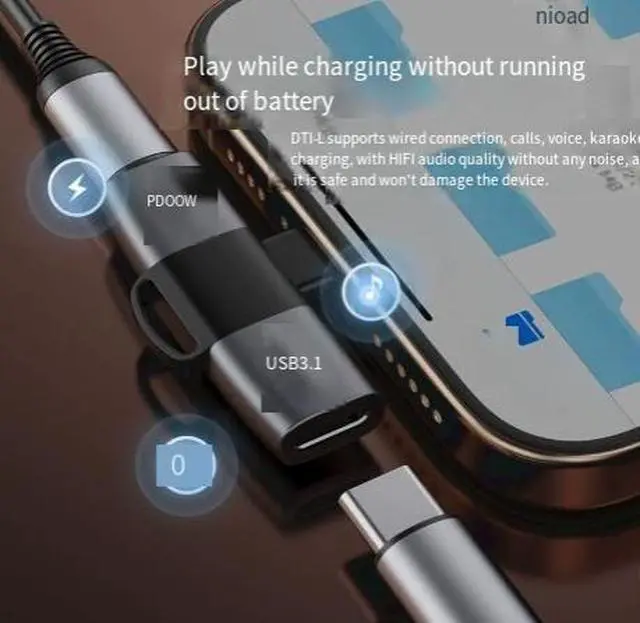 Alt view image 5 of 5 - USB C to Dual USB C Adapter 2-in-1 Zinc Alloy 3.1 Gen2 OTG Splitter, 10Gbps Data Transfer & 100W PD Fast Charging Simultaneously, Type-C Male to 2 Female Ports for MacBook/iPad/Phone