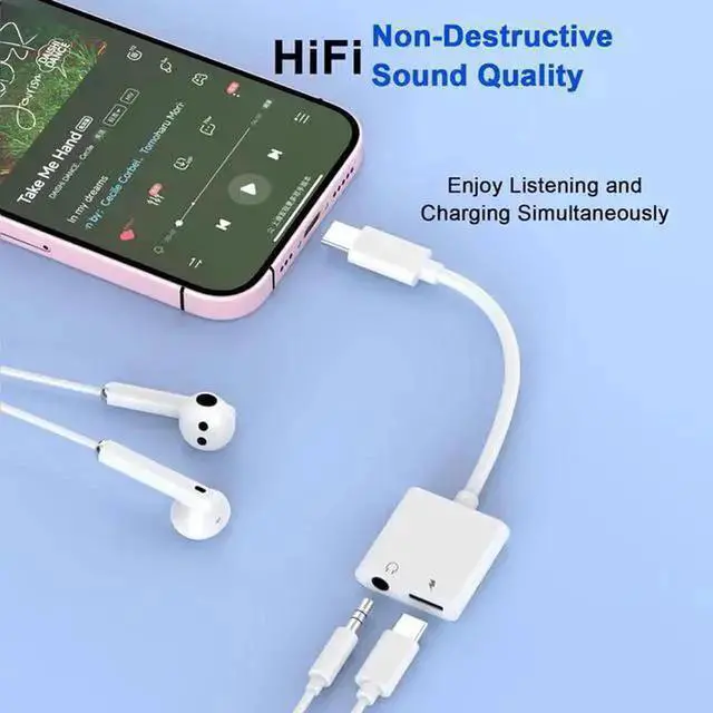 Alt view image 7 of 7 - WISDUM USB C to 3.5mm Headphone and Charger Adapter 2-Pack,2-in-1 USB Type C to Aux Audio Jack and PD Fast Charging Dongle Cable Cord for 15 Pro Max Plus,Galaxy S20 S21 S22 S23 Ultra, Pro,Pixel