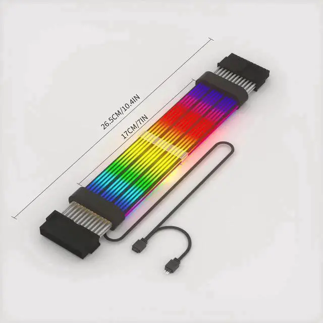 Alt view image 2 of 7 - 24 Pin RGB Cable,RGB PSU Cables Extensions - 5V 3Pin Addressable ARGB Motherboard Power Supply fit Black PC Case Build Black Style