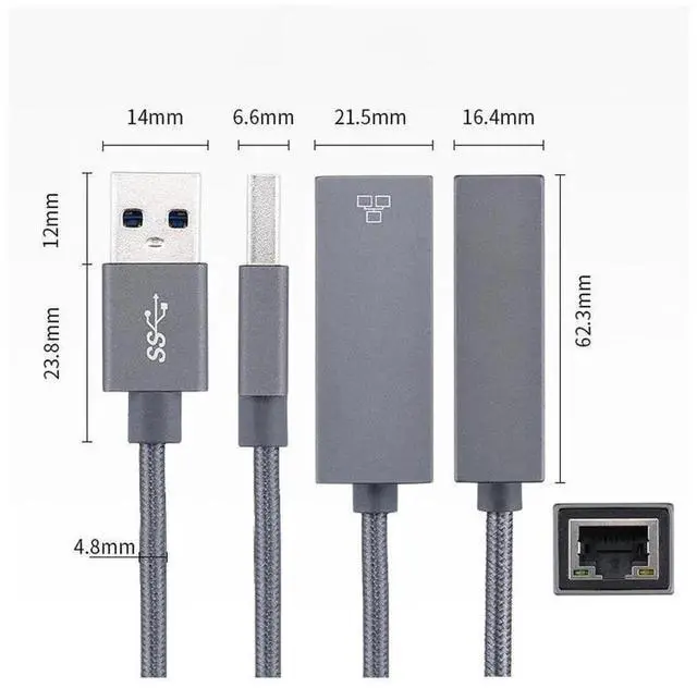 Alt view image 3 of 7 - 2.5G USB to RJ45 Interface Ethernet USB 3.0 LAN Adapter RTL8156 Wired USB 3.0 2500M External Network Converter for Windows 7/ 8/10 MacBook Ethernet eokCXOY