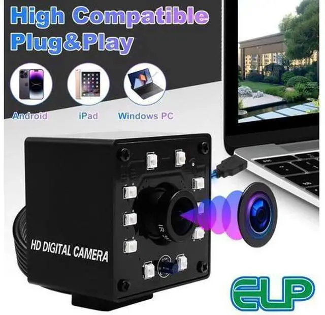 Alt view image 4 of 5 - ELP 1080P Day Night Vision USB Camera IR Infrared Webcam for Computer, Laptop, Mac, Android - High Speed HD PC Camera with 3.6mm Lens, 100fps, 60fps, 30fps