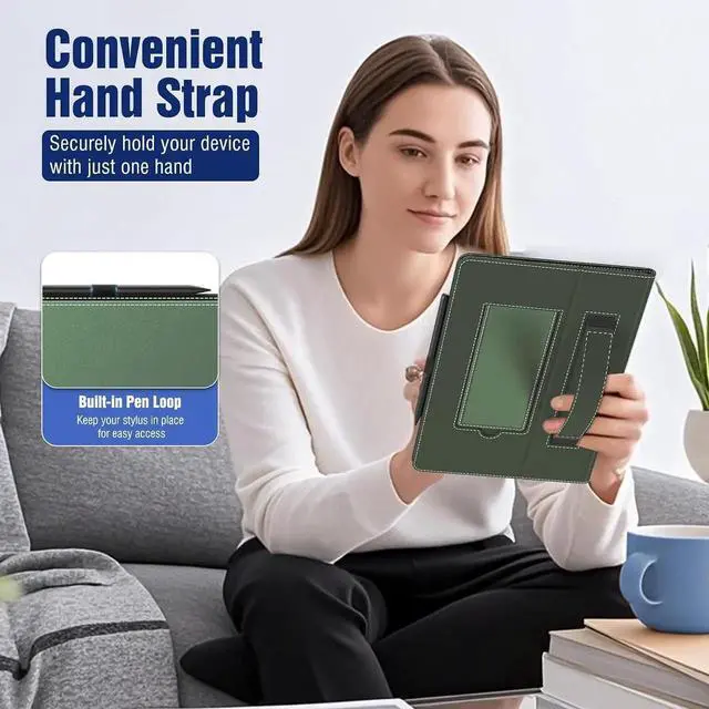 Alt view image 5 of 7 - TiMOVO Case Compatible with Remarkable Paper Pure 10.3 Inch 2026 with Pen Loop, Lightweight Folding Stand Cover with Hand Strap, Laurel Green