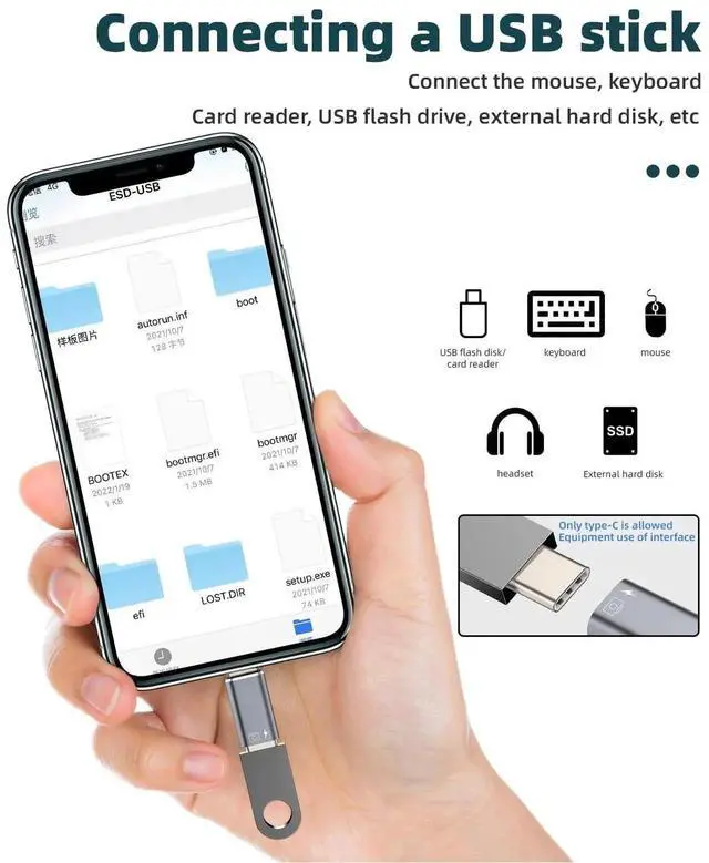 Alt view image 2 of 7 - for iPhone OTG Adapter Audio Headphone Dongle (2Pack) USB C Female to Lightning Male Charger Data Sync Converter Type-C Camera Card Reader Flash Drive Mouse Keyboard 14 13 12 Pro Max for iPad