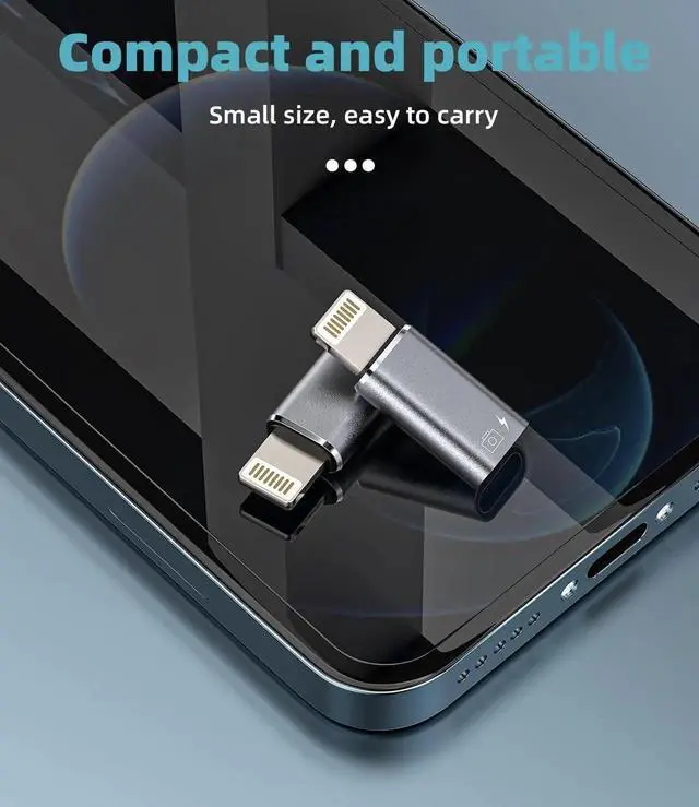 Alt view image 6 of 7 - for iPhone OTG Adapter Audio Headphone Dongle (2Pack) USB C Female to Lightning Male Charger Data Sync Converter Type-C Camera Card Reader Flash Drive Mouse Keyboard 14 13 12 Pro Max for iPad
