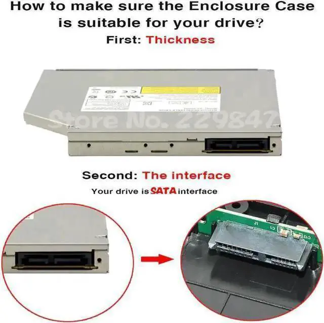 Alt view image 2 of 5 - WISDUM 9.0/9.5/12.7mm External Optical Disk Drive Case Box USB 3.0 SATA High Speed For Windows PC Laptop Blu-ray CD/DVD-ROM