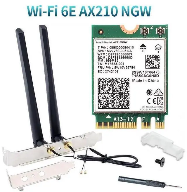 Main image of M.2 Desktop Kit Intel AX210 Dual Band wifi Card Wi-Fi 6E AX210NGW M.2 Wifi Bluetooth 5.2 card Wireless Network 802.11ax Adapter for Windows 10