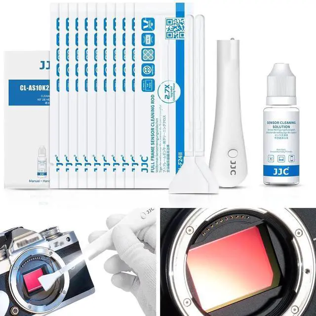 Main image of Upgraded Camera Sensor Cleanning Kit with Bright Built in Light Cleaner Handle & 10PCS 24MM Full Frame Sensor Cleaning Swabs & Sensor Cleaning Solution for Full-Frame Sensor CCD and CMOS Sensors Clean