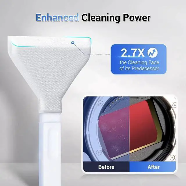 Alt view image 2 of 7 - Upgraded Camera Sensor Cleanning Kit with Bright Built in Light Cleaner Handle & 10PCS 24MM Full Frame Sensor Cleaning Swabs & Sensor Cleaning Solution for Full-Frame Sensor CCD and CMOS Sensors Clean