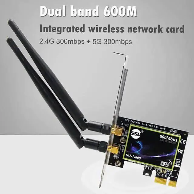 Alt view image 5 of 5 - Wireless Adapter WISDUM PCI Wifi Adapter Dual Band 600Mbps PCI-E Wireless Network Card 2.4G/5GHz PCI Express Ethernet WiFi Adapter