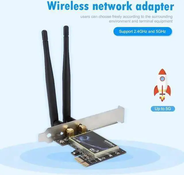 Alt view image 2 of 5 - Wireless Adapter WISDUM PCI Wifi Adapter Dual Band 600Mbps PCI-E Wireless Network Card 2.4G/5GHz PCI Express Ethernet WiFi Adapter