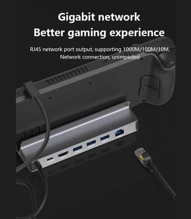 Alt view image 4 of 7 - 6-in-1 USB Hub Aluminum Alloy Docking Station For SteamDeck Base Connector Docking Station 1000MbpsEthernet 3x5GbpsUSB 6-in-1 Docking Station USB3.0 HUB 5G For SteamDeck Dock For SteamDeck Dock 4K60Hz