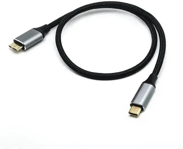 Alt view image 6 of 7 - USB Micro B to USB Type C Cable 10 Gbps Fast Data Transfer Cord 3A Quick Charge Compatible with MacBook, iPad, Galaxy S24, Laptop, External Hard Drive - Nylon Black Wire 0.5 M / 1.6 Feet