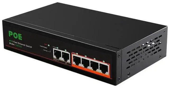Alt view image 5 of 5 - 6-Port PoE Switch 4 x PoE Ports + 2 x Uplink Ports, 52V, 62W Total Power, 30W per Port, VLAN Support, 250m Long-Distance Transmission, for IP Camera & Surveillance Systems