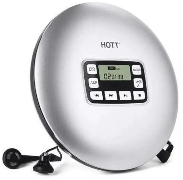 Main image of Werleo Portable CD Player Headphones HOTT Personal CD Walkman Music Player LCD Display Anti-Skip Protection Shockproof Anti Scratch Function Support CD MP3 CD CD-R CD-RW Format Silver