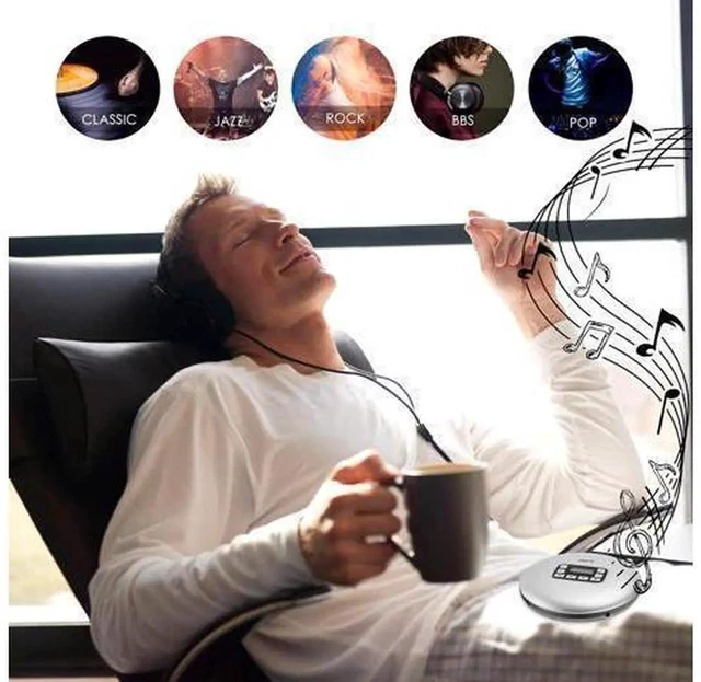 Alt view image 4 of 7 - Werleo Portable CD Player Headphones HOTT Personal CD Walkman Music Player LCD Display Anti-Skip Protection Shockproof Anti Scratch Function Support CD MP3 CD CD-R CD-RW Format Silver