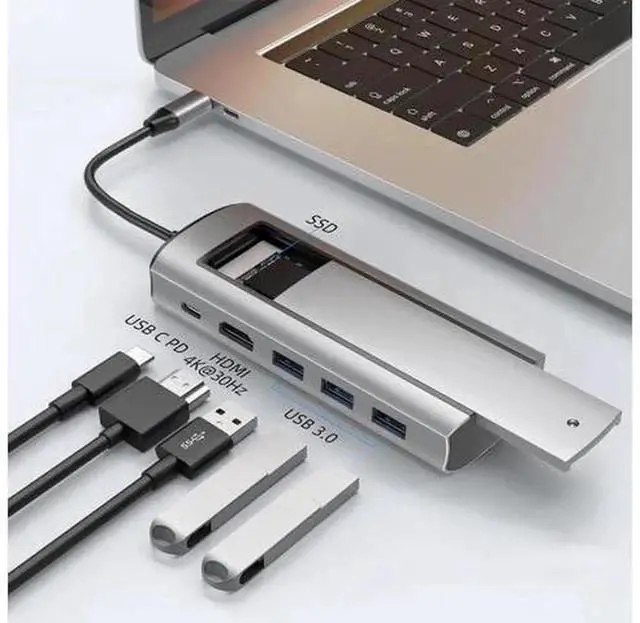 Main image of 6 in 1 sata SSD HUB USB C Dock Station with Disk Storage Function USB 3.0 Type C to HDMI-Compatible Laptop For Macbook Laptop Pc