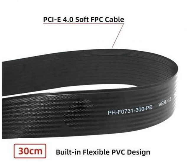 Alt view image 3 of 7 - 30cm PCIe 4.0 NGFF M-Key NVMe Extension Cable, M.2 Male to Female Riser Adapter for 2230/2242/2260/2280 NVMe SSD