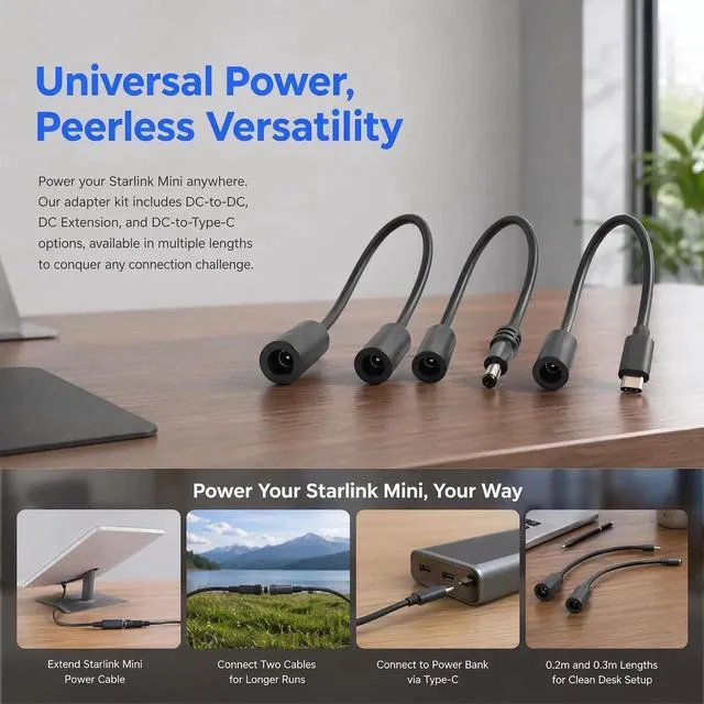 Alt view image 3 of 7 - 2PCS for Starlink Mini Power Cable Adapter DC Female to USB-C Male 30cm | IP67 waterproof, Plug-and-Play, PVC Build, Secure Connection, Portable
