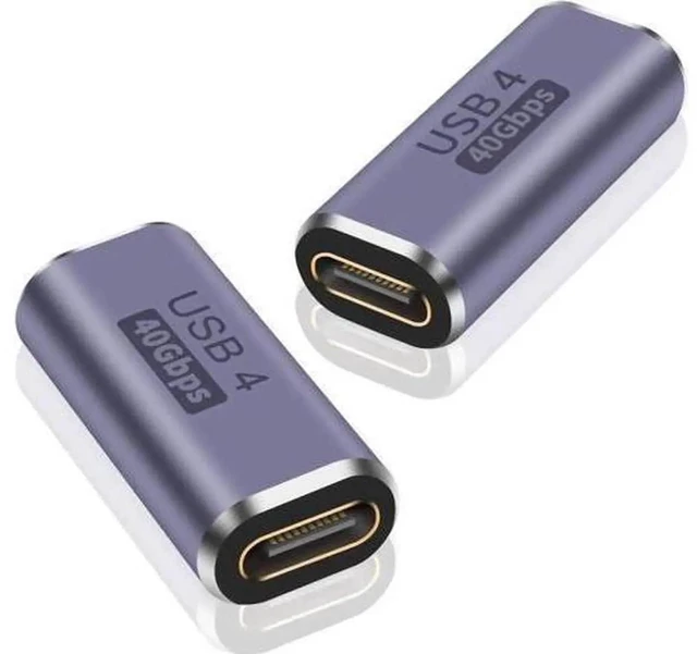 Main image of USB C Female to Female Adapter, 100W USB C Coupler, 40Gbps Type C Extension Extender Adapter Support Thuderbolt 4 Cable for Docking, Galaxy, 2-Pack